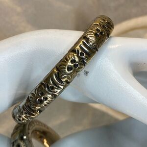 Vintage Antique Chinese Wedding Silver Tone Rattle Bangle Bracelet size 7.5